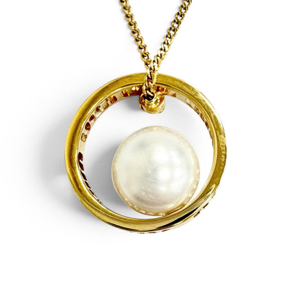 Miu Miu Logo Faux Pearl Chain Necklace Gold
