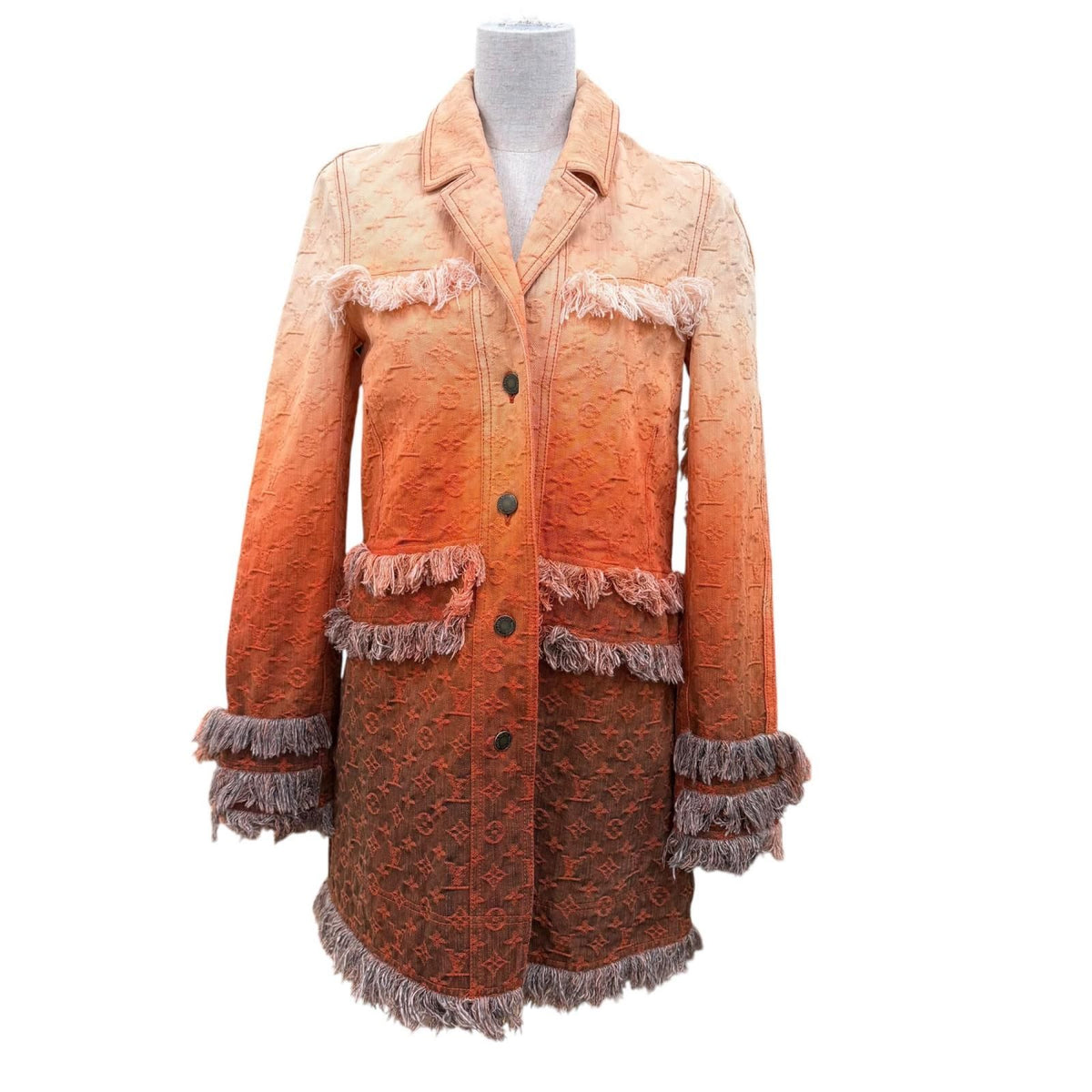 Louis Vuitton Cotton 100% Monogram Denim Gradient Coat Orange 34
