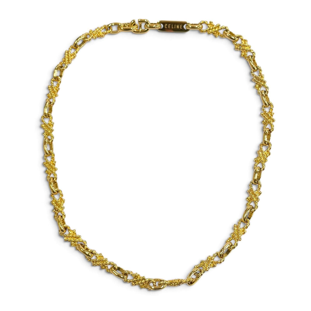 Celine Vintage Rope Motif Chain Necklace Choker Gold