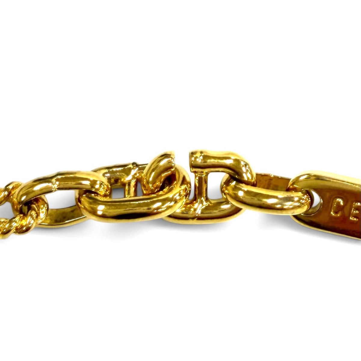Celine Vintage Rope Motif Chain Necklace Choker Gold — view 6