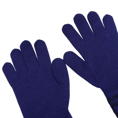 Fendi Wool Smartphone Compatible FF Logo Zucca Pattern Knit Gloves Navy TU — view 4