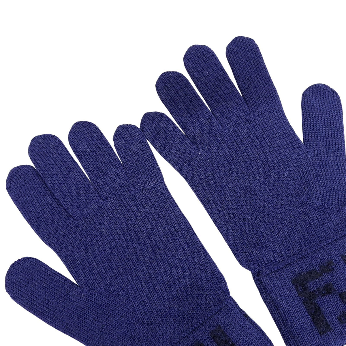 Fendi Wool Smartphone Compatible FF Logo Zucca Pattern Knit Gloves Navy TU — view 5