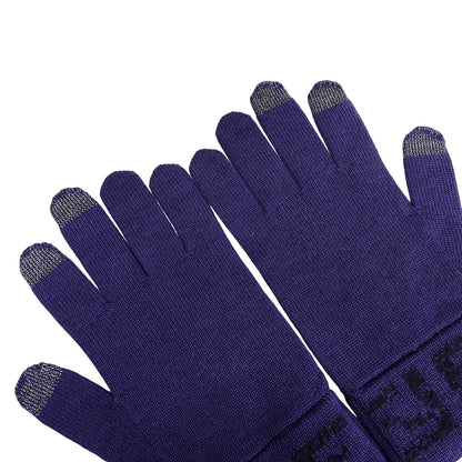 Fendi Wool Smartphone Compatible FF Logo Zucca Pattern Knit Gloves Navy TU — view 5