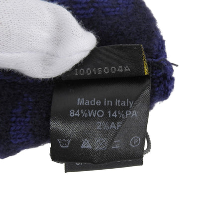Fendi Wool Smartphone Compatible FF Logo Zucca Pattern Knit Gloves Navy TU — view 7