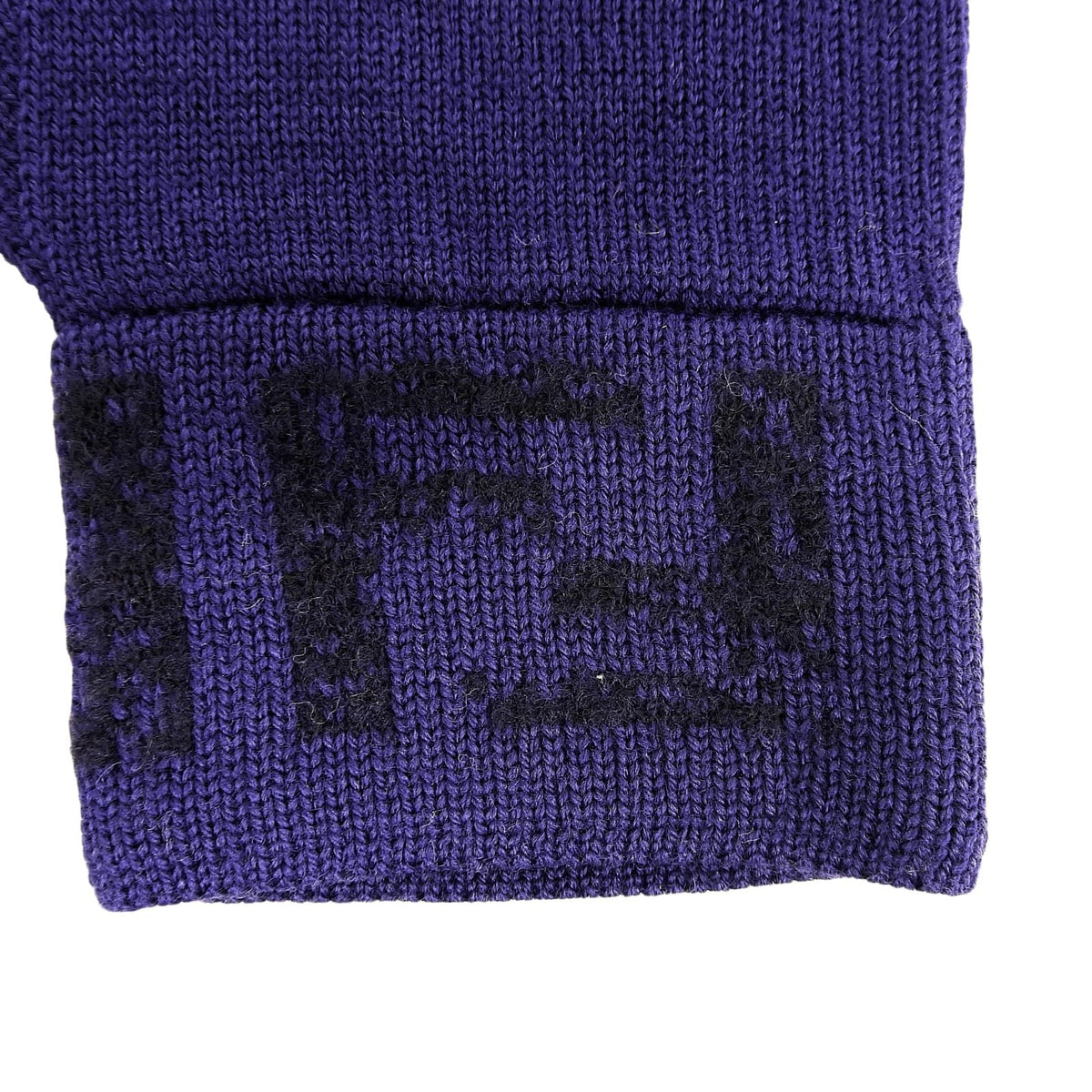 Fendi Wool Smartphone Compatible FF Logo Zucca Pattern Knit Gloves Navy TU — view 6