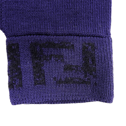 Fendi Wool Smartphone Compatible FF Logo Zucca Pattern Knit Gloves Navy TU — view 6