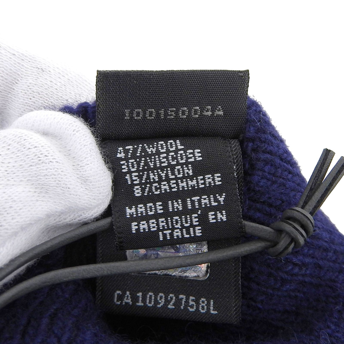 Fendi Wool Cashmere Blend FF Logo Knit Gloves Navy TU — view 7