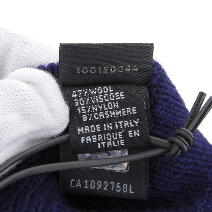 Fendi Wool Cashmere Blend FF Logo Knit Gloves Navy TU — view 7