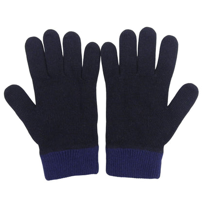 Fendi Wool Cashmere Blend FF Logo Knit Gloves Navy TU — view 3