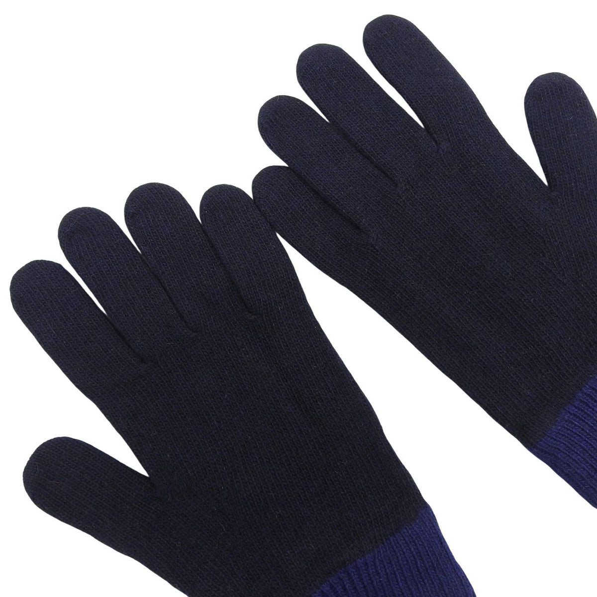 Fendi Wool Cashmere Blend FF Logo Knit Gloves Navy TU — view 5