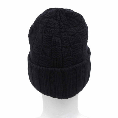 Louis Vuitton Helsinki Cashmere 100% Cowhide Leather Patch Hat Knit Cap Black — view 3