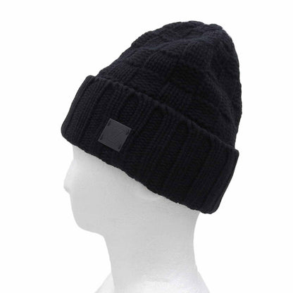 Louis Vuitton Helsinki Cashmere 100% Cowhide Leather Patch Hat Knit Cap Black — view 2