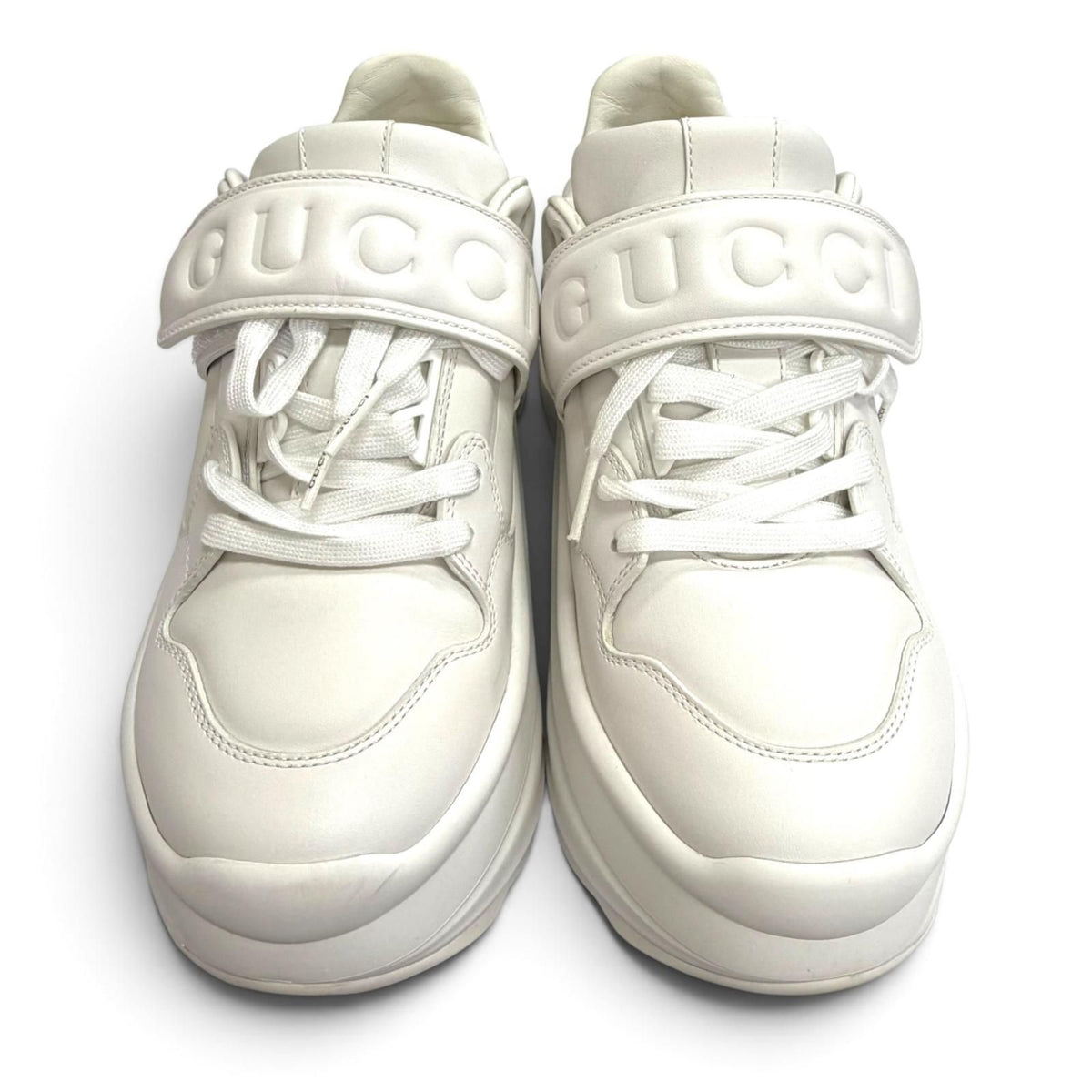 Gucci Logo Platform Wave Leather Sneakers White — view 3