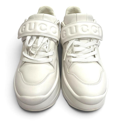 Gucci Logo Platform Wave Leather Sneakers White — view 3