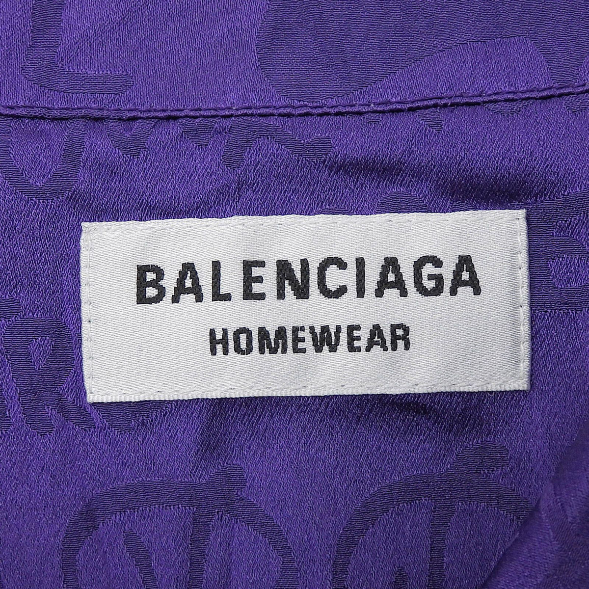 Balenciaga Homewear Silk 100% Logo All Over Print Long Sleeve Shirt Purple 34 — view 6