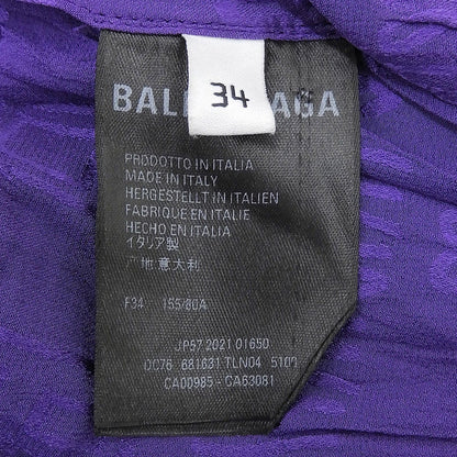 Balenciaga Homewear Silk 100% Logo All Over Print Long Sleeve Shirt Purple 34 — view 7