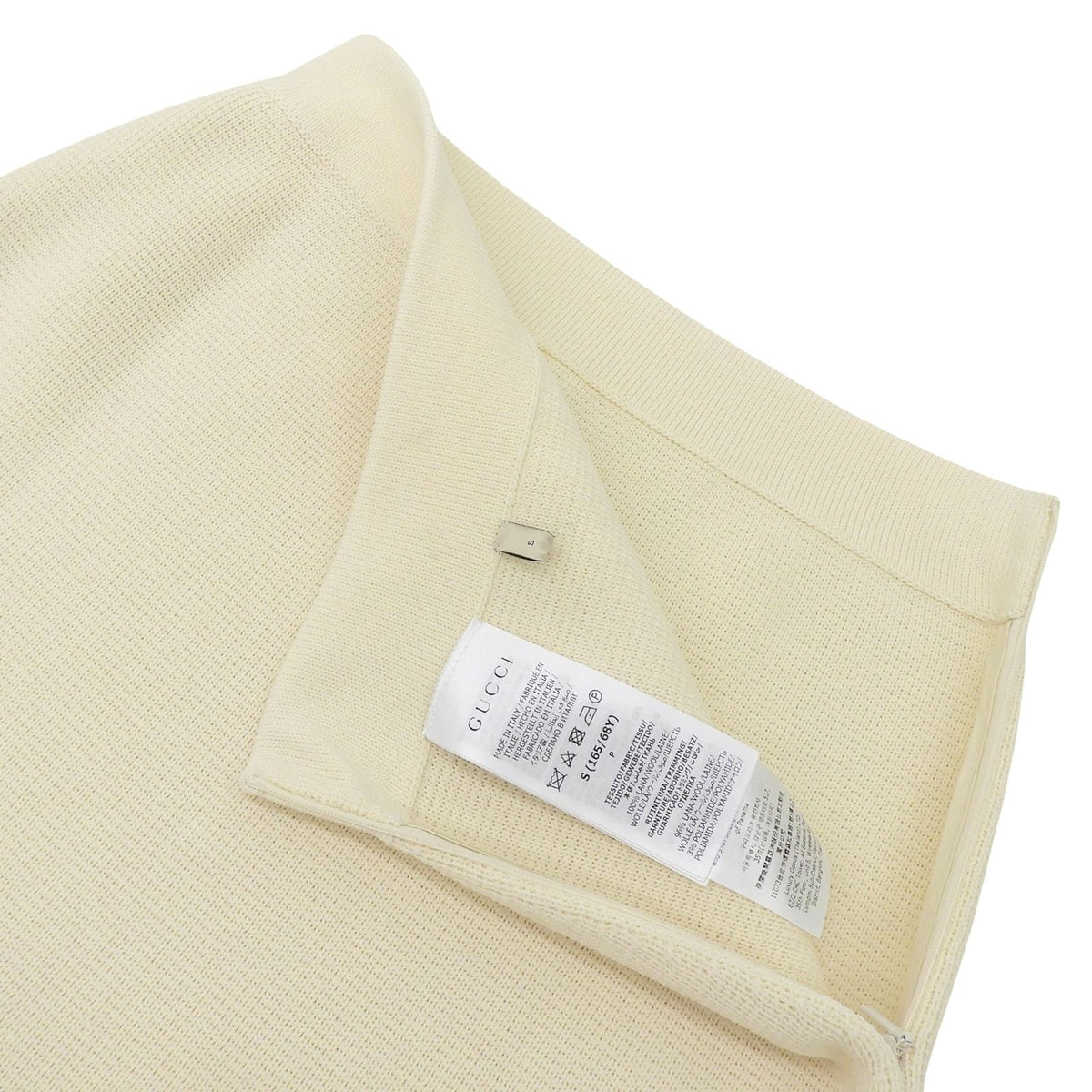 Gucci Wool 100% Side Zip Knit Fitted Skirt Ivory — view 3