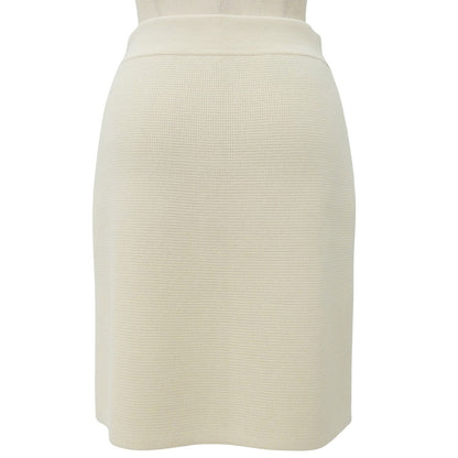 Gucci Wool 100% Side Zip Knit Fitted Skirt Ivory — view 2