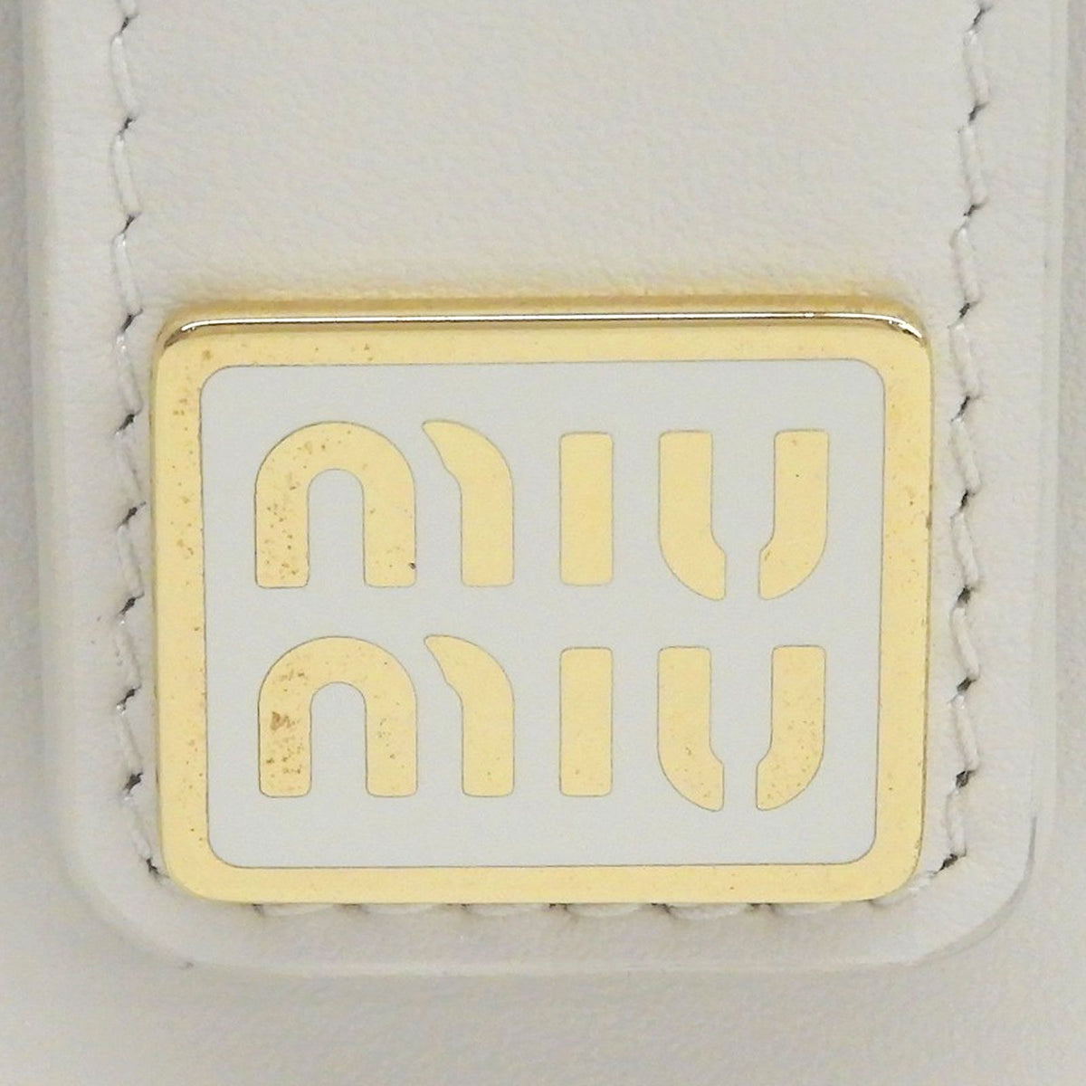Miu Miu Leather Business Card Case Ivory Gold — view 6