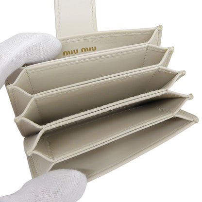 Miu Miu Leather Business Card Case Ivory Gold — view 7