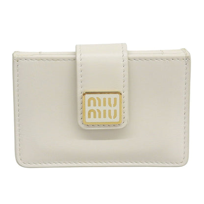 Miu Miu Leather Business Card Case Ivory Gold