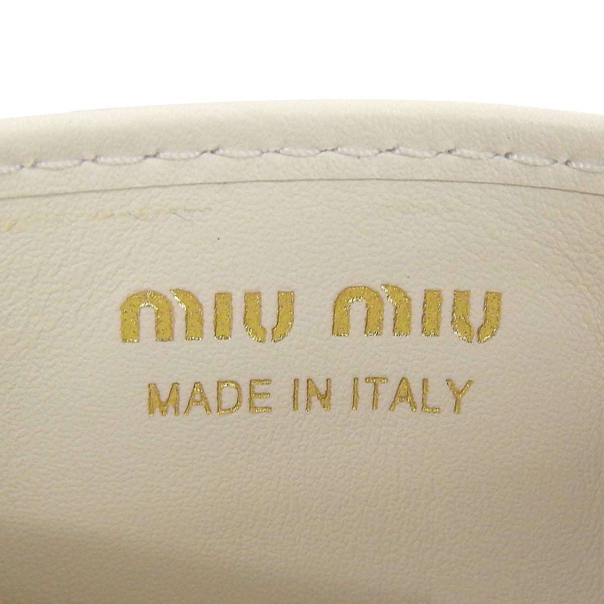 Miu Miu Leather Business Card Case Ivory Gold — view 8