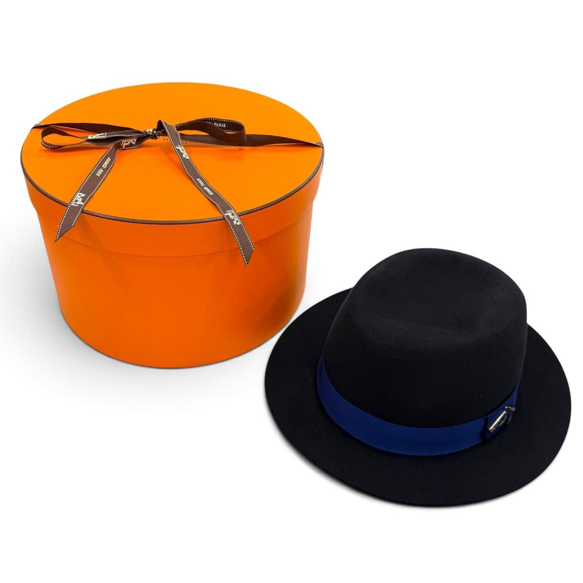Hermes Wool Lining Silk 100% Horse Felt Hat Navy 59 — view 2