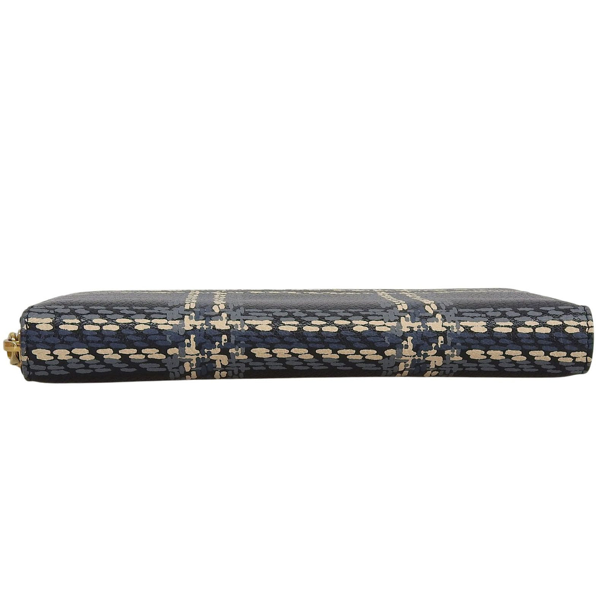 Miu Miu Madras ST Check Leather Zip Around Wallet Black Gray Pink — view 4