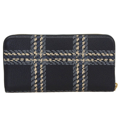 Miu Miu Madras ST Check Leather Zip Around Wallet Black Gray Pink — view 3