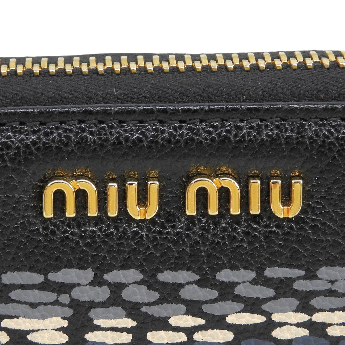 Miu Miu Madras ST Check Leather Zip Around Wallet Black Gray Pink — view 8
