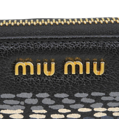 Miu Miu Madras ST Check Leather Zip Around Wallet Black Gray Pink — view 8