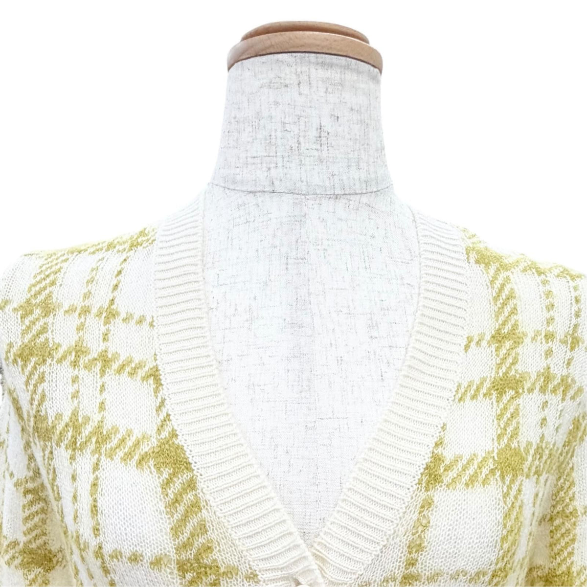 Dior Mohair Cashmere Mixed Check CD Logo Button V-neck Cardigan 40 — view 2
