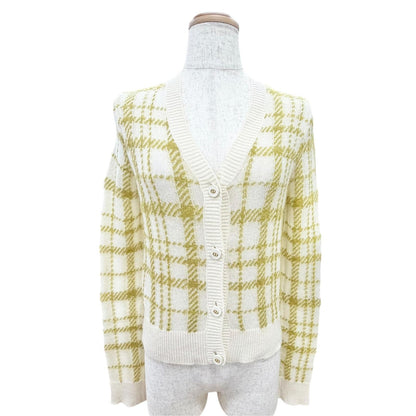 Dior Mohair Cashmere Mixed Check CD Logo Button V-neck Cardigan 40