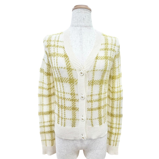 Dior Mohair Cashmere Mixed Check CD Logo Button V-neck Cardigan 40