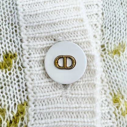 Dior Mohair Cashmere Mixed Check CD Logo Button V-neck Cardigan 40 — view 5