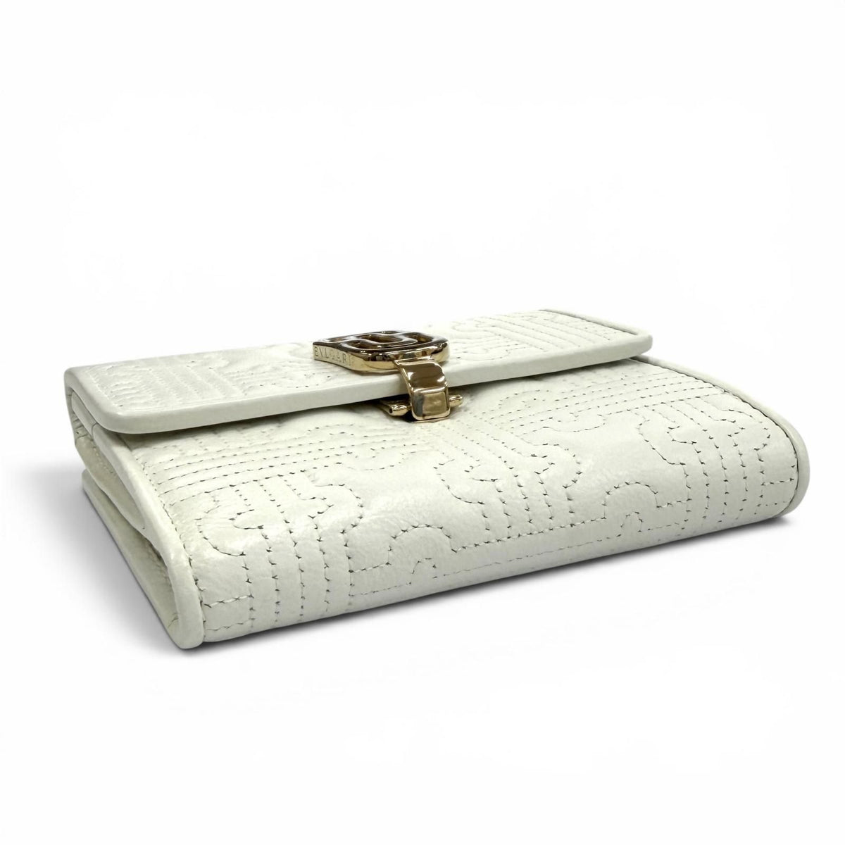 Bvlgari Parentesi Leather Bifold Wallet Compact White Gold — view 4