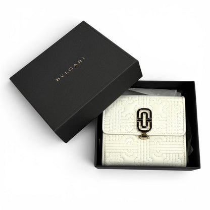 Bvlgari Parentesi Leather Bifold Wallet Compact White Gold — view 2