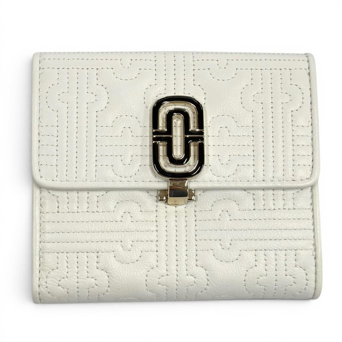 Bvlgari Parentesi Leather Bifold Wallet Compact White Gold
