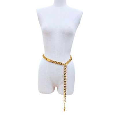 Chanel Vintage 93A Metal Logo Plate CC Coin Chain Belt Gold — view 3