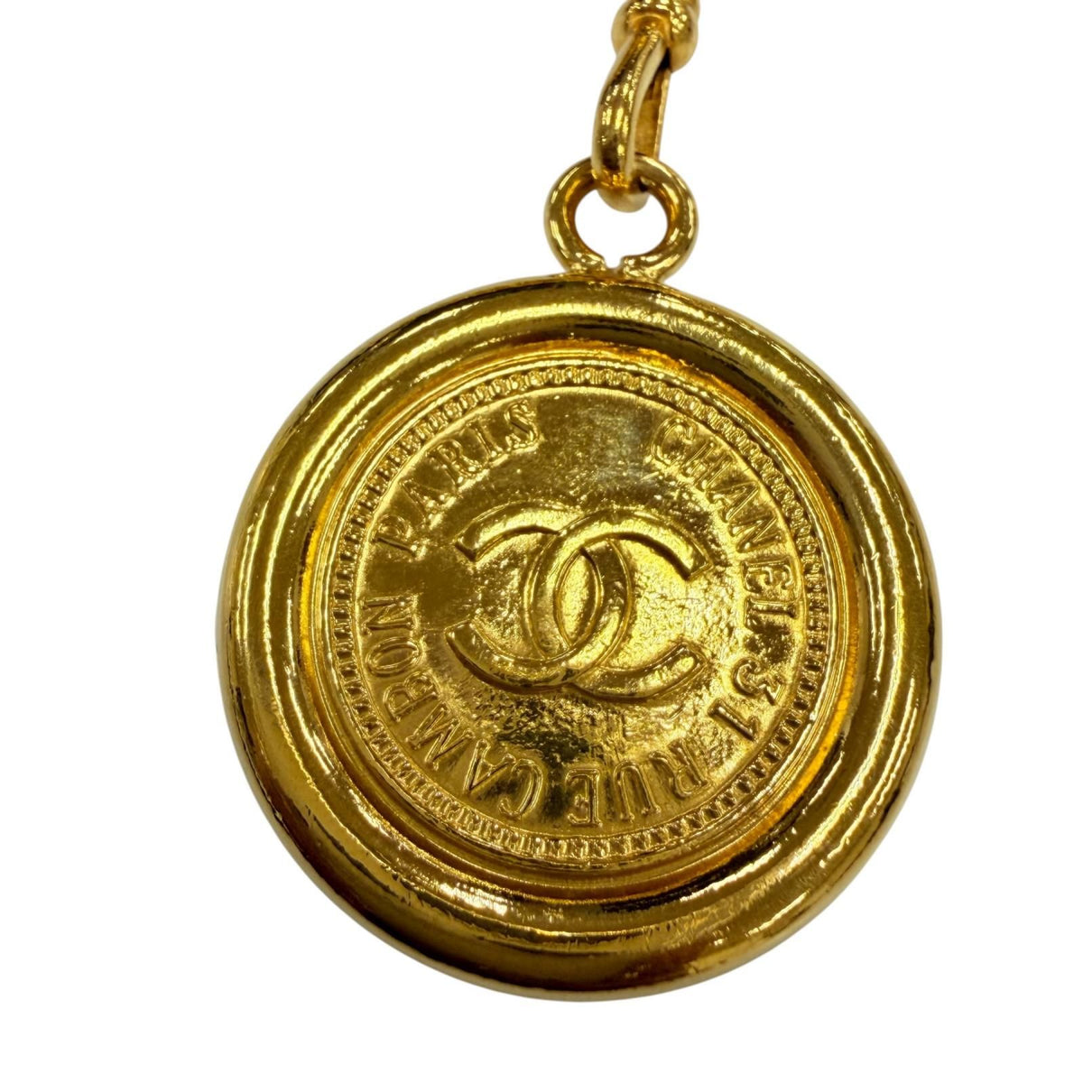 Chanel Vintage 93A Metal Logo Plate CC Coin Chain Belt Gold — view 6