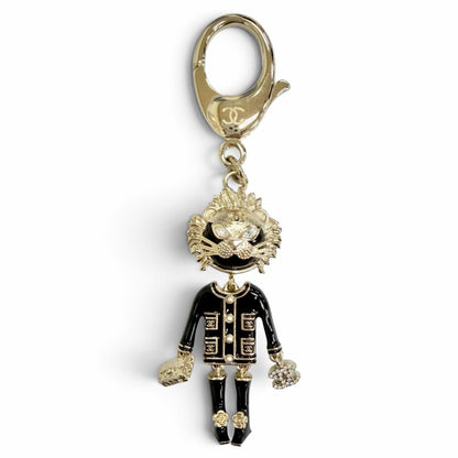 Chanel CC Logo Rhinestone Camellia Quilted Bag Lion Key Holder Bag Charm