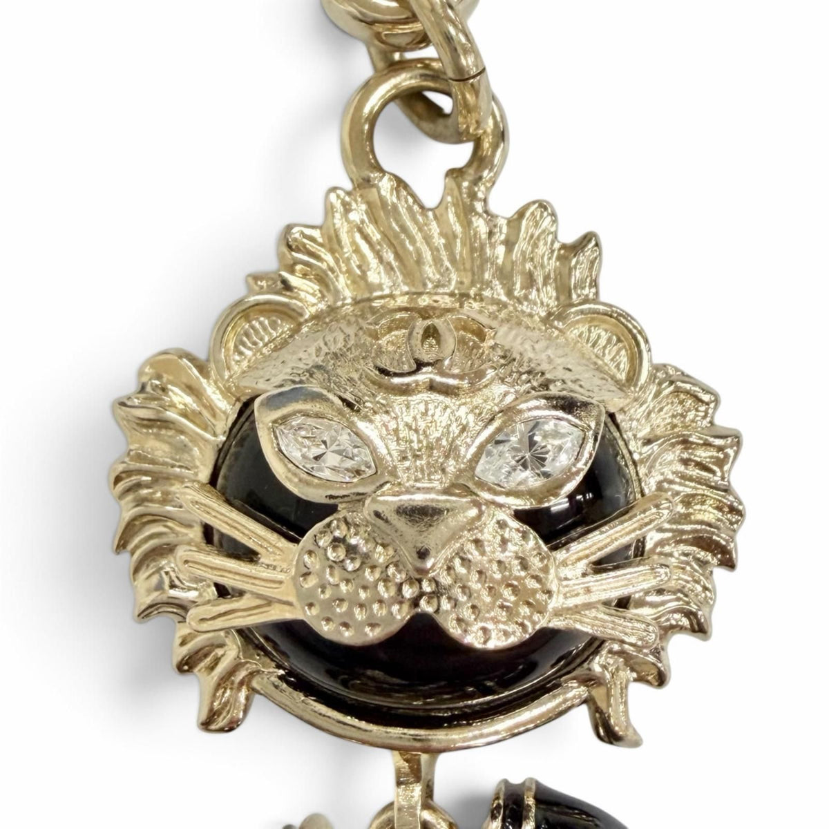 Chanel CC Logo Rhinestone Camellia Quilted Bag Lion Key Holder Bag Charm — view 4