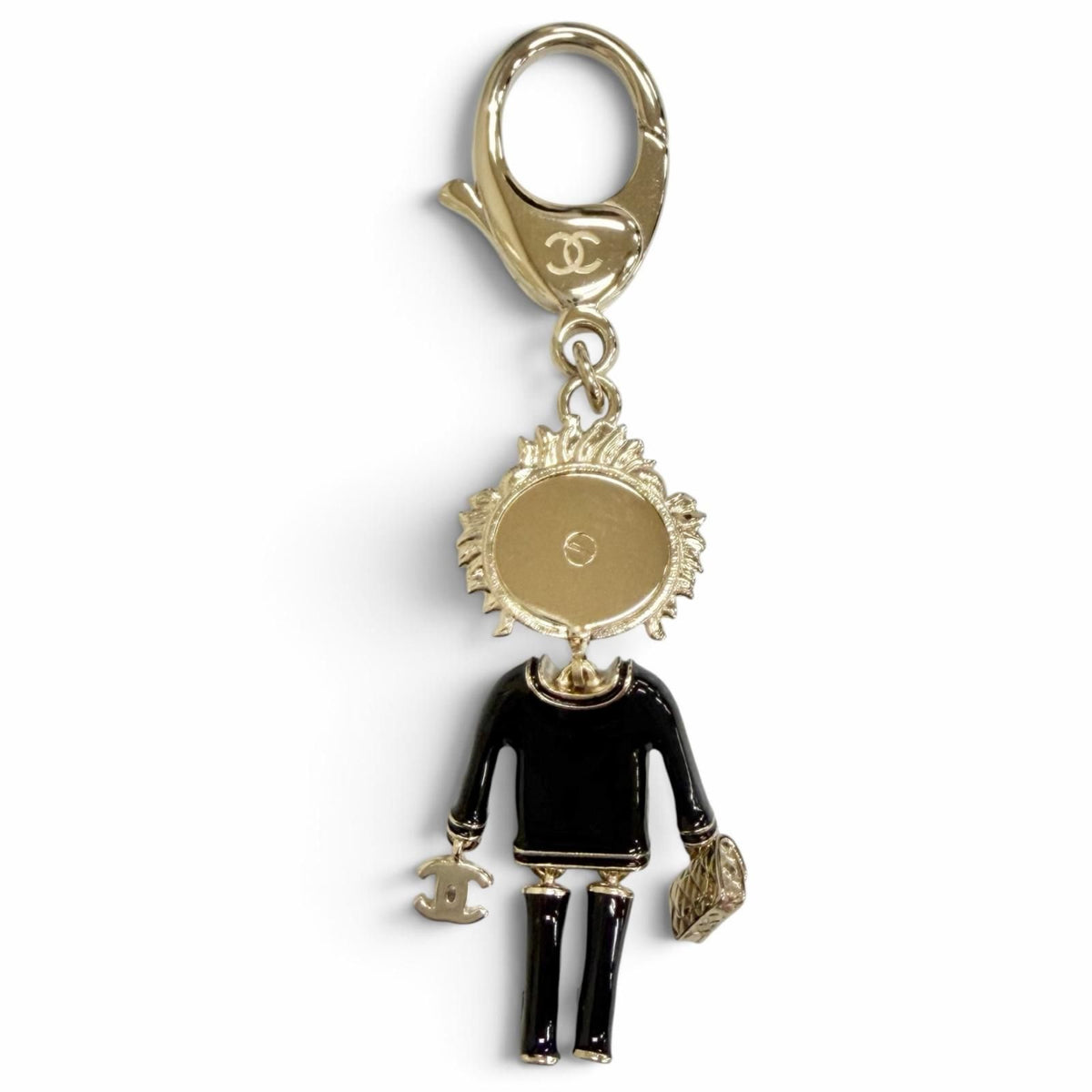 Chanel CC Logo Rhinestone Camellia Quilted Bag Lion Key Holder Bag Charm — view 2