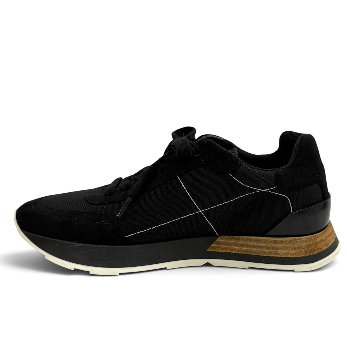 Hermes Drive Leather Logo Patch Lace-up Sneakers Black — view 5