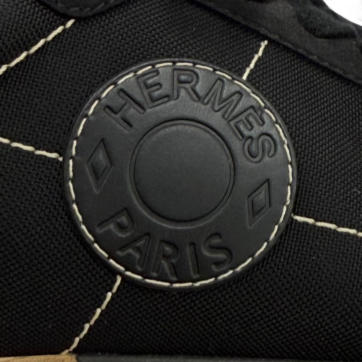 Hermes Drive Leather Logo Patch Lace-up Sneakers Black — view 7