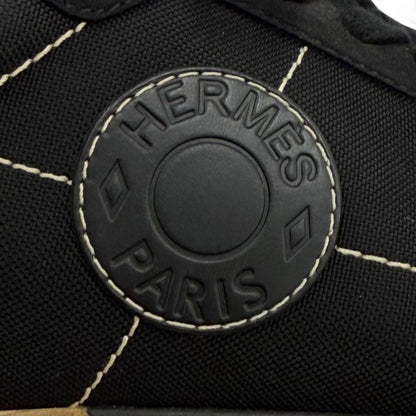 Hermes Drive Leather Logo Patch Lace-up Sneakers Black — view 7