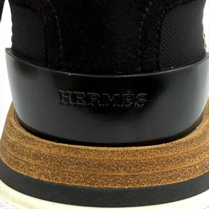 Hermes Drive Leather Logo Patch Lace-up Sneakers Black — view 8