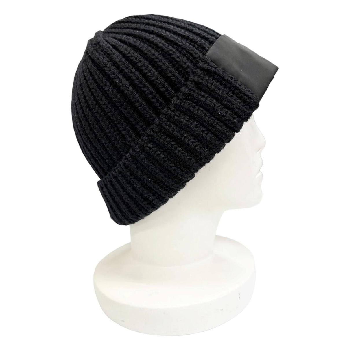 Prada Wool Triangle Logo Knit Cap Black Silver Hat — view 4
