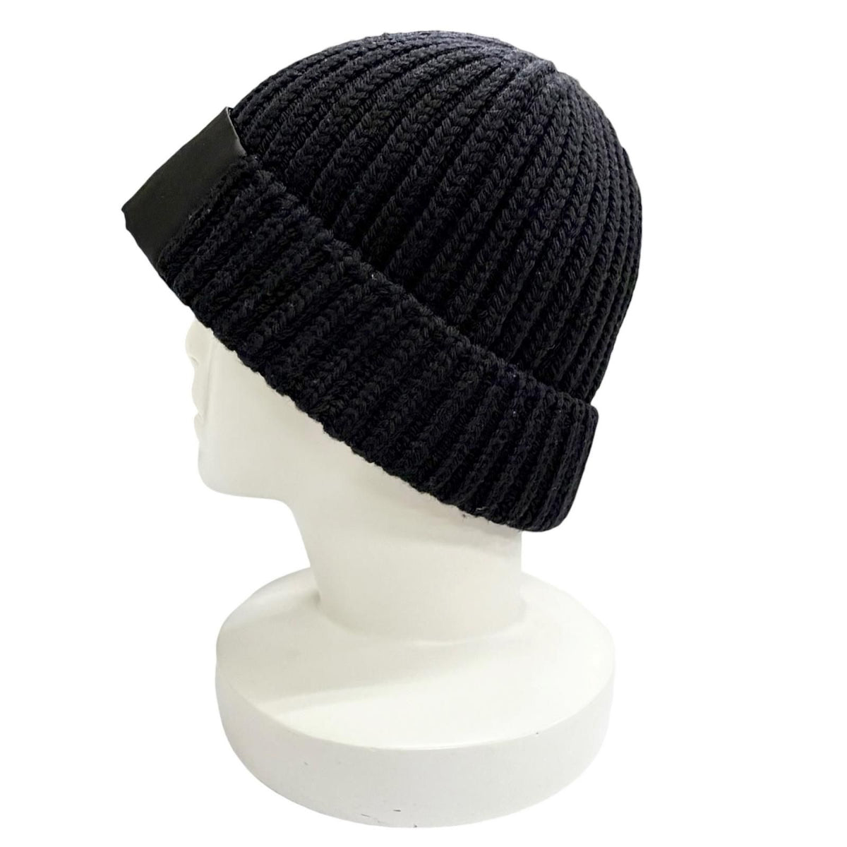 Prada Wool Triangle Logo Knit Cap Black Silver Hat — view 3