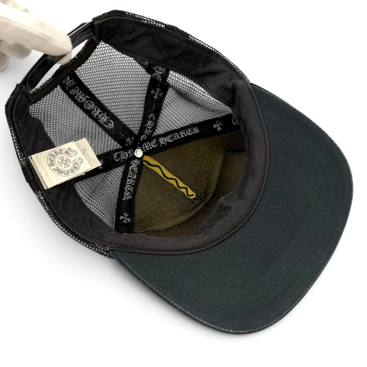 Chrome Hearts Trucker Cap CH Patch Mesh Hat Truck Khaki Cap Black Silver US — view 5